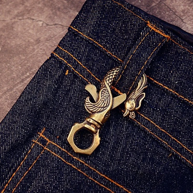 Antique Brass Faucet Keychain  Zodiac Dragon Key Chain Waist Buckle  Dragon and Phoenix Buckle Hot-selling Small Copper Ware