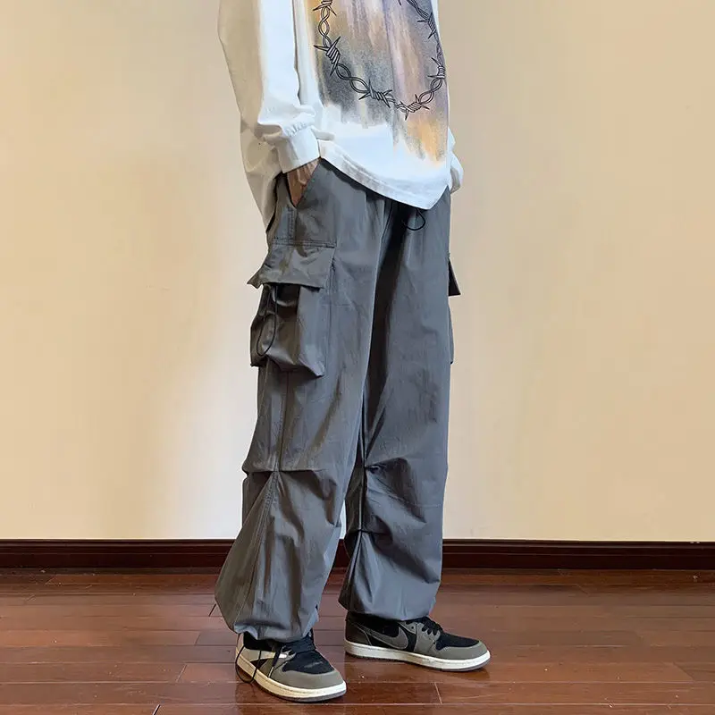 Cargo Pants Men Trousers Straight Tube Overalls Men's Spring Autumn Loose Straight Tube Hip-hop Wide Leg Pants