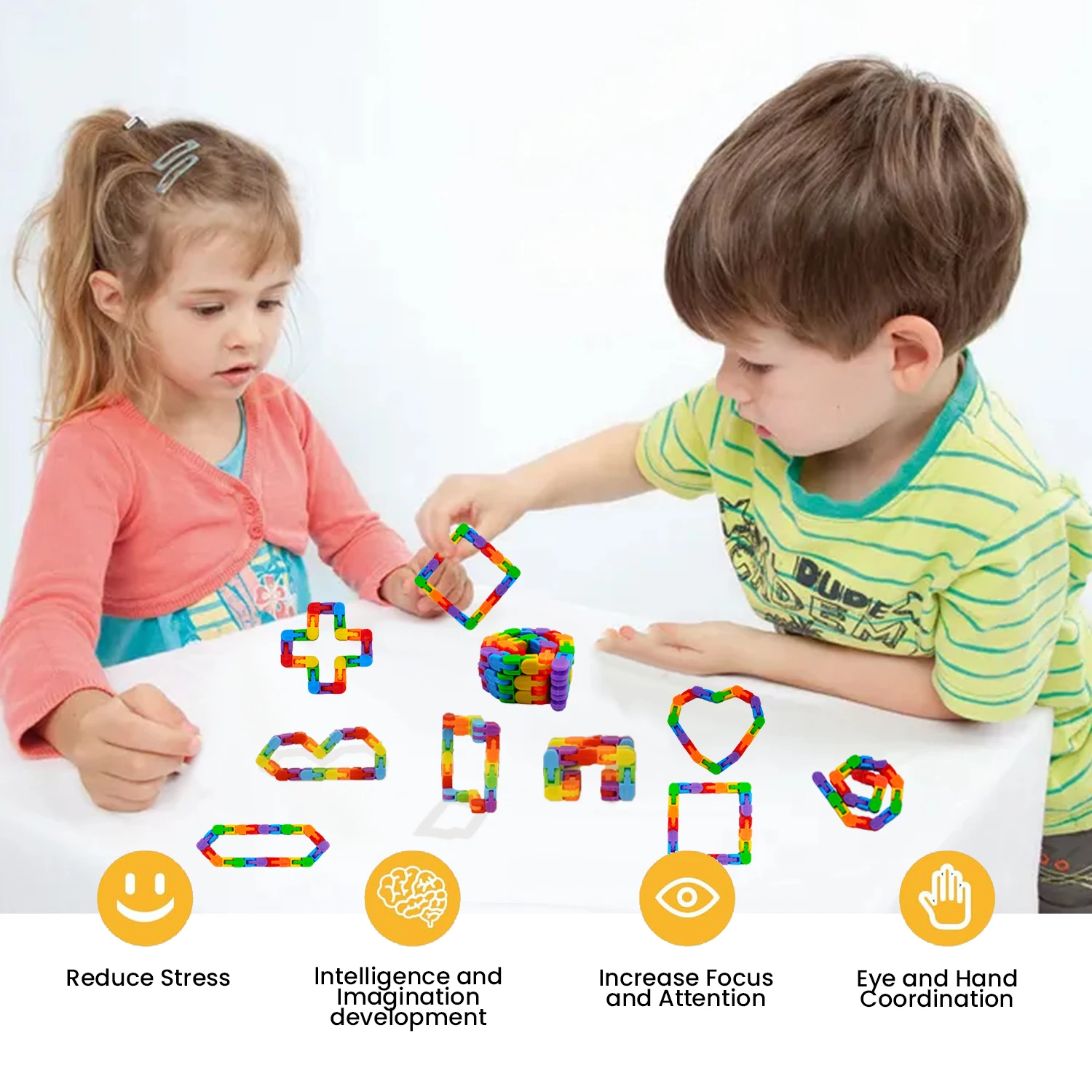10pcs 24 Abschnitte Spuren Falt kette Spielzeug Kultivieren Kinder Phantasie Erwachsenen Stress abbau Spielzeug sensorische Zappeln Spielzeug