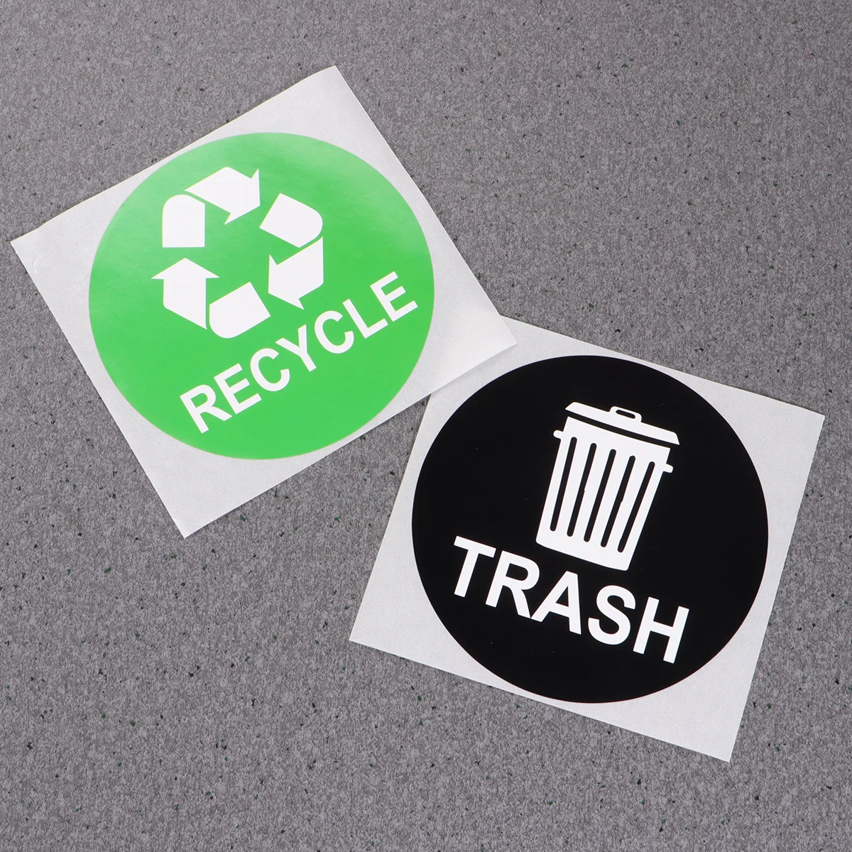 

8Pcs Recycle Bin Sticker Pack Peel Stick Glossy Decals for Smooth Walls Doors Trash Sign Application Trash Decal