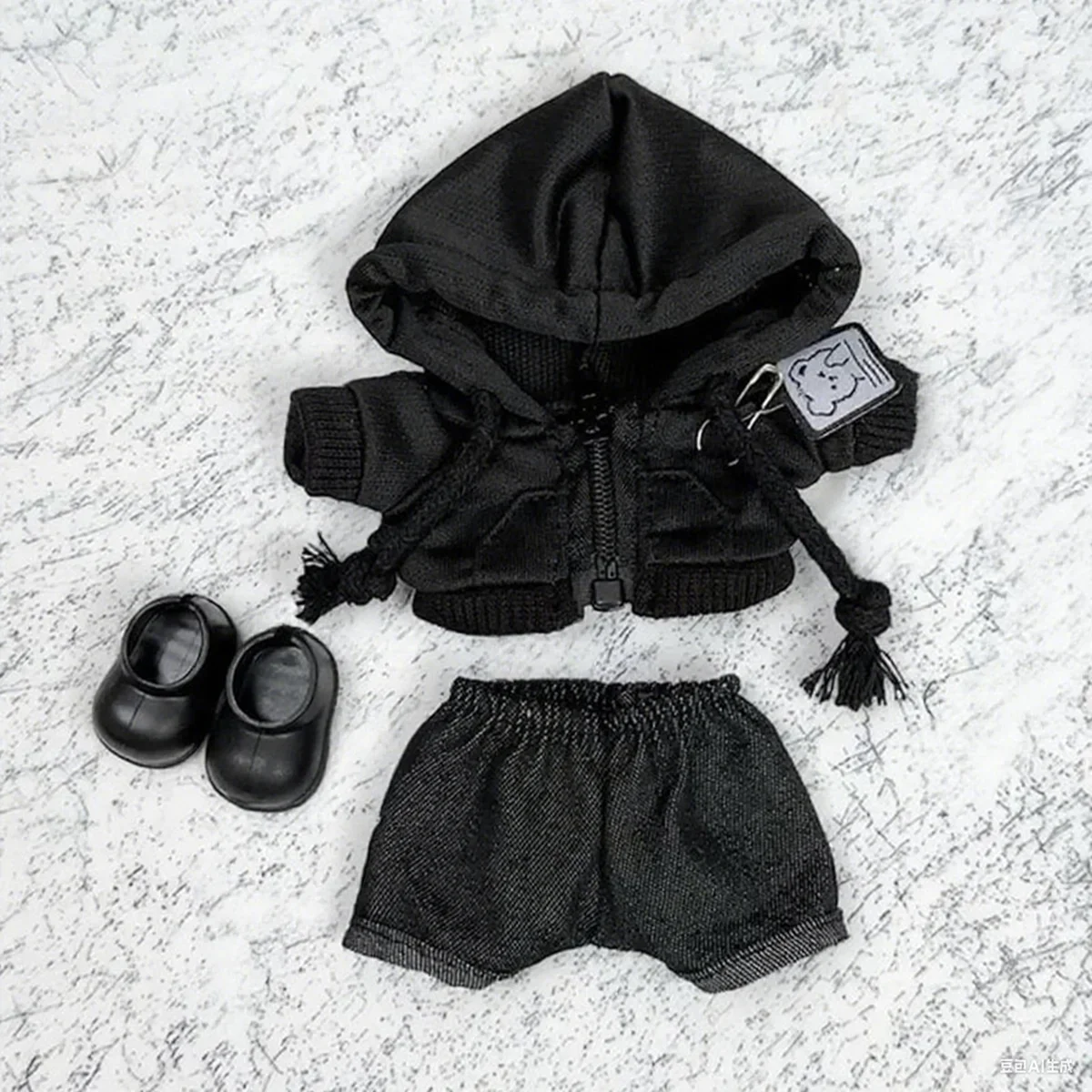 Cute Plush Doll Casual Hoodie Black Suit Fashion Sweatshirt Jacket Outfit Clothes for Labubu Clothes Gifts