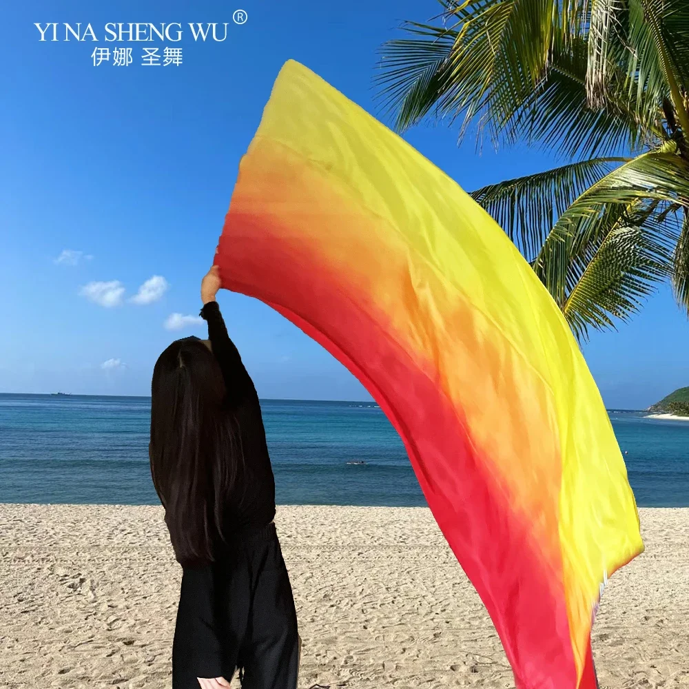 Buikdans Sjaal Zijden Sluiers Buikdans Halve Cirkel Vlaggen Vrouwen Sjaal Vlag Gradiënt Zijden Sluier Dansvoorstelling Aanbidding Vlag