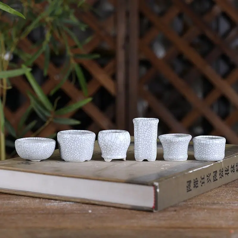 8 szt. Mini doniczka na kciuk malutka donice na rośliny ceramiczna doniczka z otwartą glazurą ogrodowa mikropejzaż Bonsai doniczkowa losowa