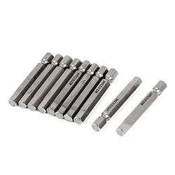 10Pcs 50mm Length Hex Tip Screwdriver Bits 6mm Magnetic Hexagonal Screw Driver Bit 1/4
