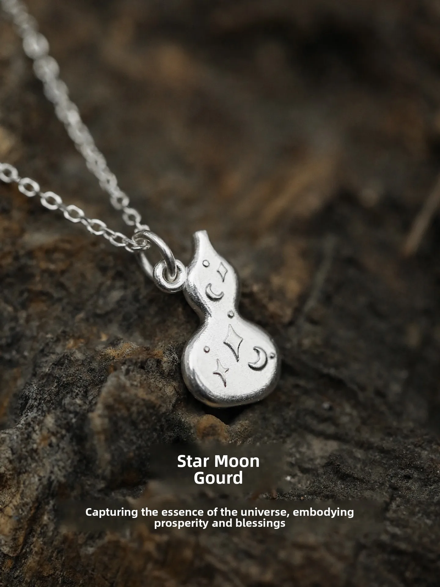

Handmade Original Design Silver Pendants Women's Fashion Jewelry Star Moon Gourd Necklace Cross Chain Silver Color Gift Box