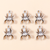 Leslie 30pcs 13*17mm Antique Silver Color Mini Spider Charms for Halloween Night Spider Necklace Jewelry Findings Accessories