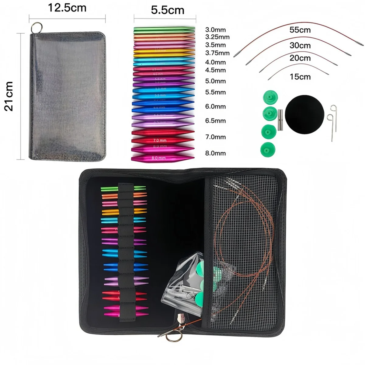 knitting needle set -Border Knitting Tools Alumina Sweater Needle Sleeve Collar Needle 5.5cm Removable Ring Needle Set Sewing