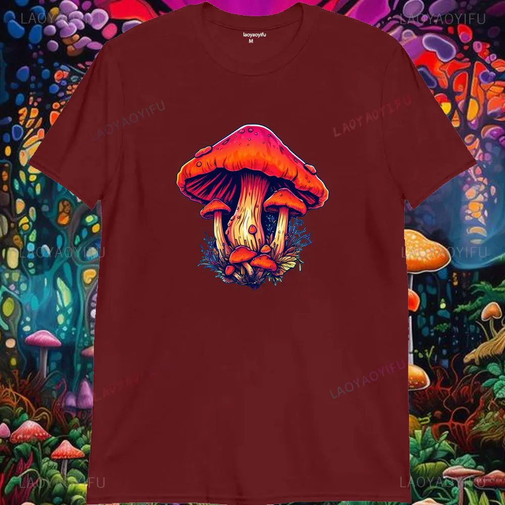 Psychedelic Magic Mushrooms LSD Trippy Mens Cotton T-Shirt Tee Top Unisex Comfortable Outdoor Printed Short-sleeved Clothing