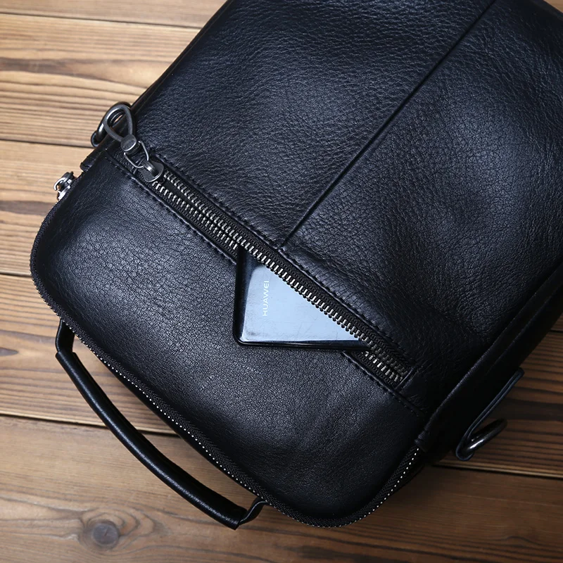 NZPJ Leder Herren Umhängetasche Natürliches Rindsleder Lässige Umhängetasche Business Fashion Kleiner Rucksack Geeignet für 10-Zoll-IPad – Detail 15