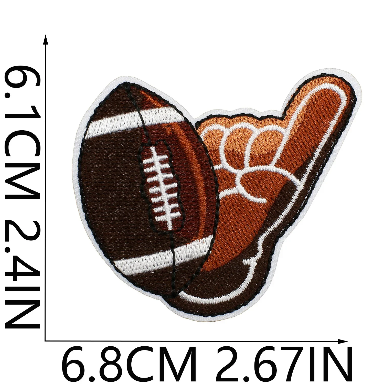 Brown Rugby Trophy Badge Embroidery Patches 1/5PCS Wholesale Iron on Appliques for Clothing DIY Love Sports Award Decoration