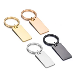 5Pcs Mirror Polished Stainless Steel Rectangle Blank Keychain For DIY Keychains Jewelry Marking 4 Colors  Wholesale