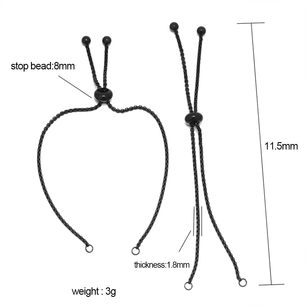 3 sztuk ze stali nierdzewnej regulowany suwak łańcucha złącza bransoletki do tworzenia biżuterii DIY pętle złącze bransoletka z wisiorkami