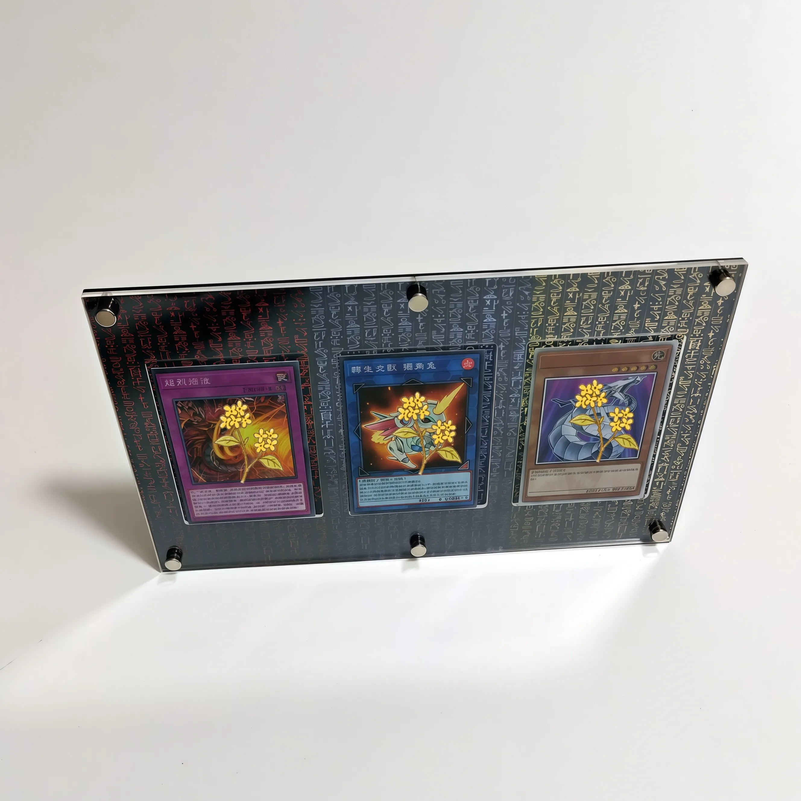 Yu-Gi-Oh Triple Egyptian Gods Acrylic Card Brick Display Stand Ancient Egyptian Hieroglyph Anime Card Holder No Cards