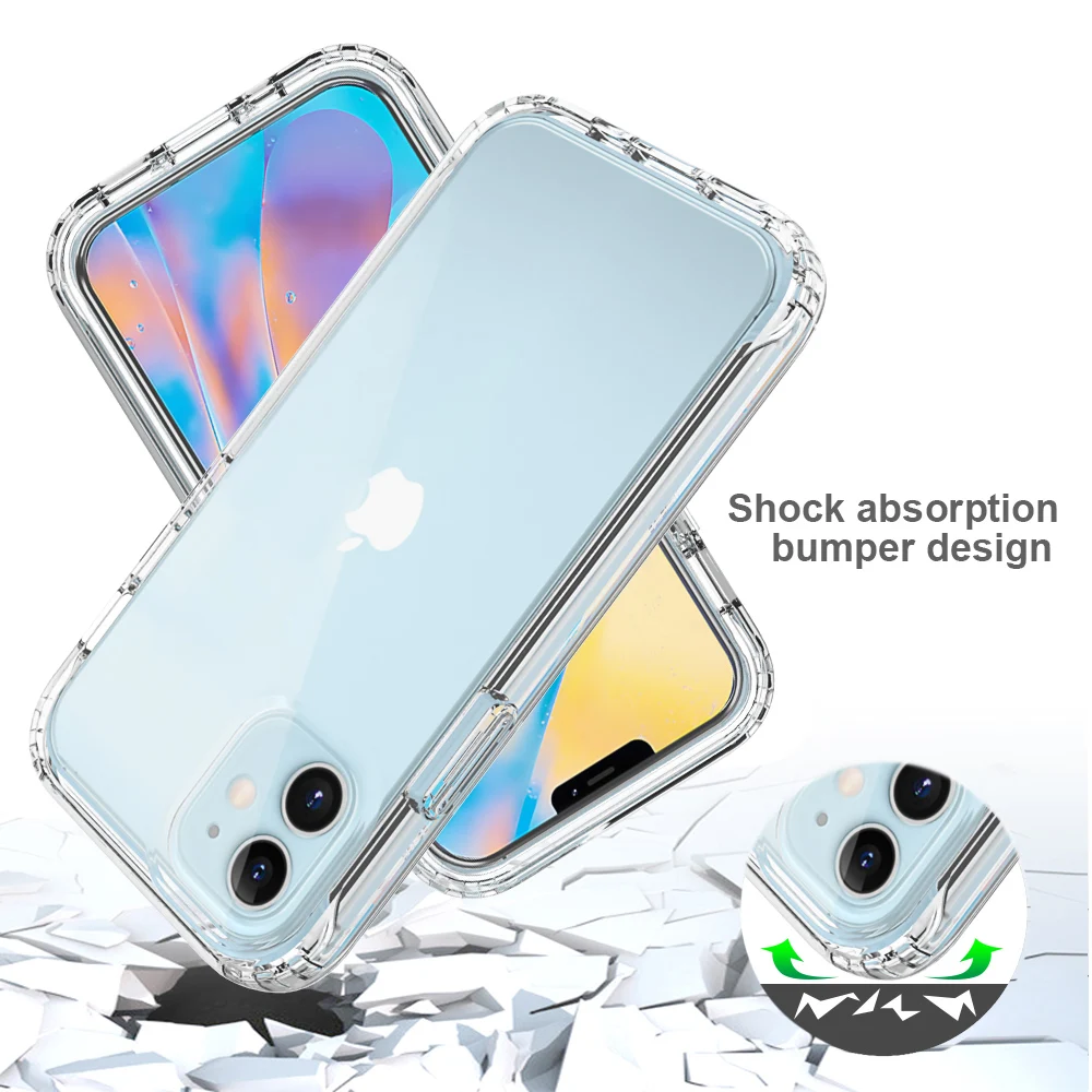 100x DHL Transparent Bumper Shockproof Phone Case For iPhone 14 13 11 12 Pro Max XR XS Max 7 8 Plus Silicone Fully Protect Cover