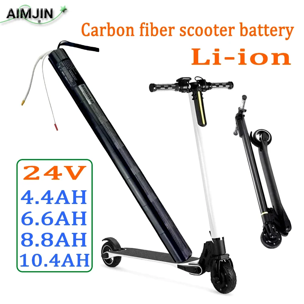 

100% New BMS 24V 4.4/6.6/8.8/10.4Ah High capacity Scooter Carbon Fiber 18650 Lithium Battery Pack