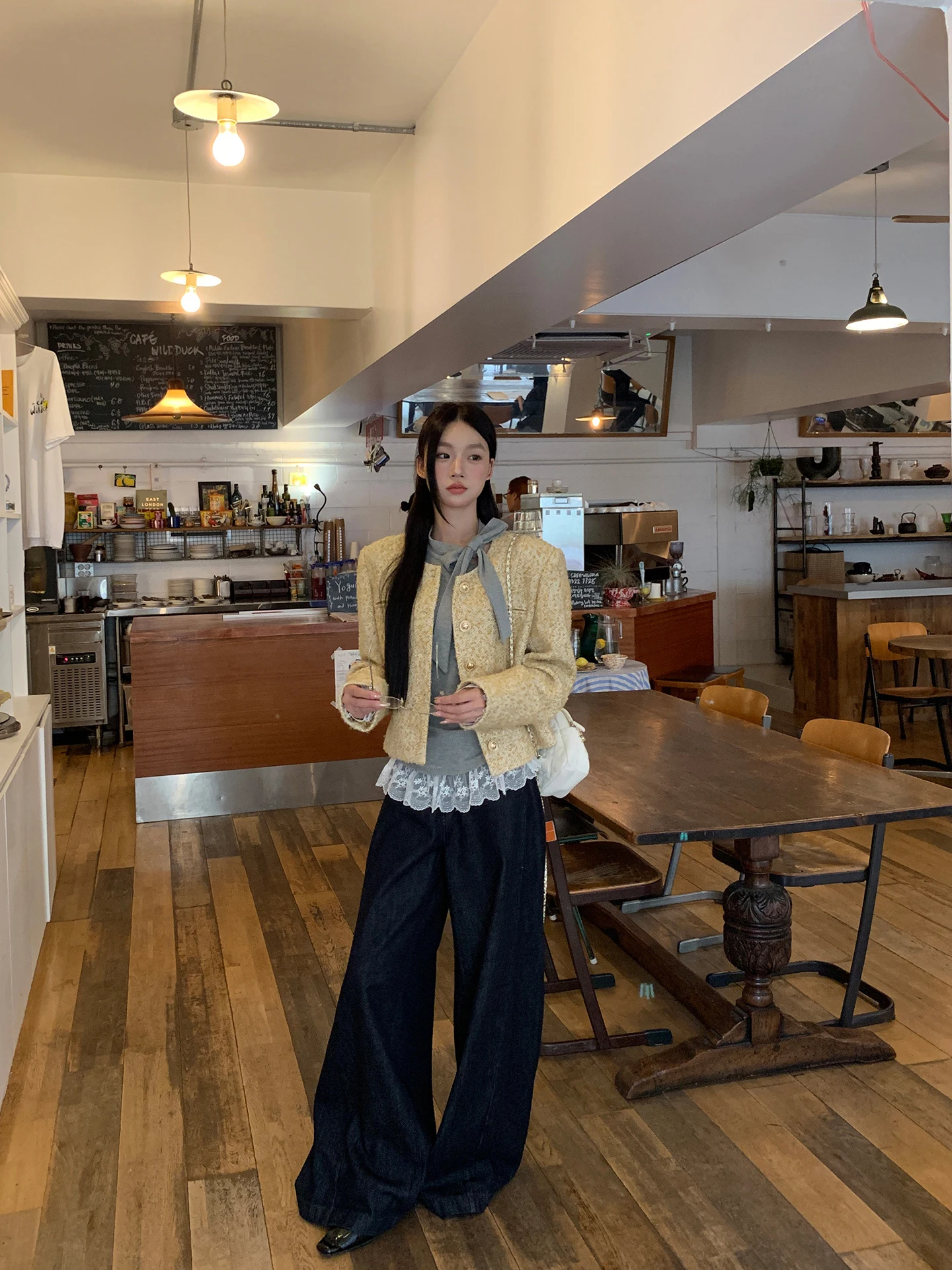 معطف صوف أحمر للنساء بتصميم قصير أنيق لفصلي الخريف والشتاء، سترة صوفية صفراء عصرية بقصة مستقيمة وأكمام عادية طويلة