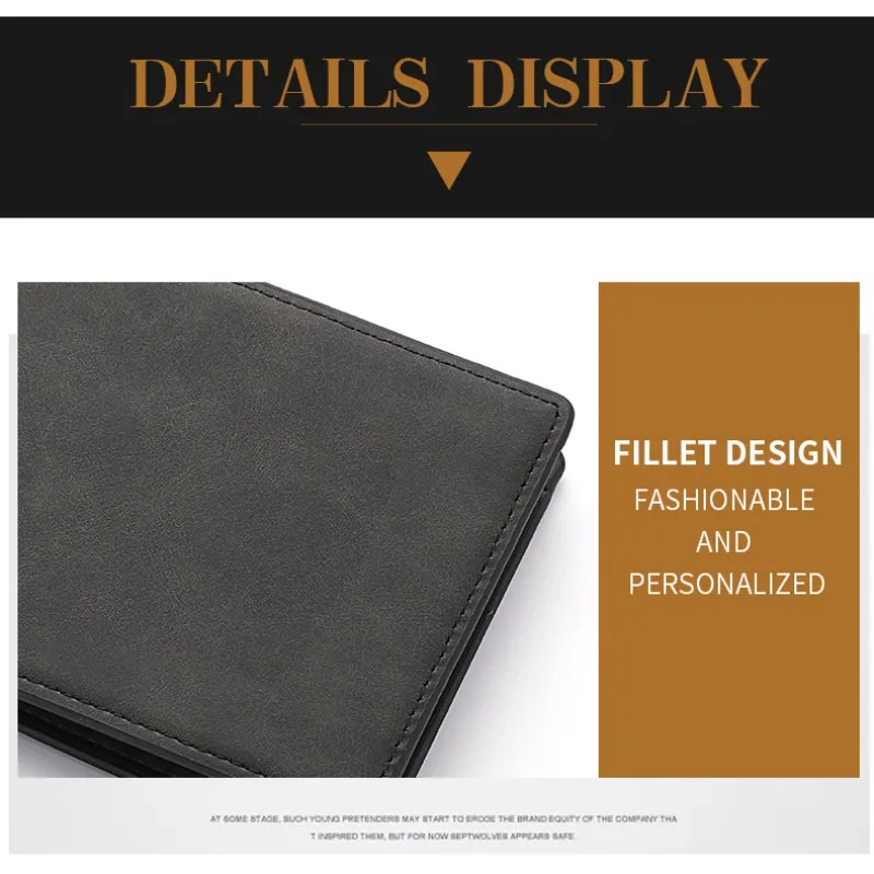Fashion PU Leather Men Wallet Large-capacity Multi-card Slot Card Bag Folding Money Bag Lightweight Short Skin Short Purse - view 5
