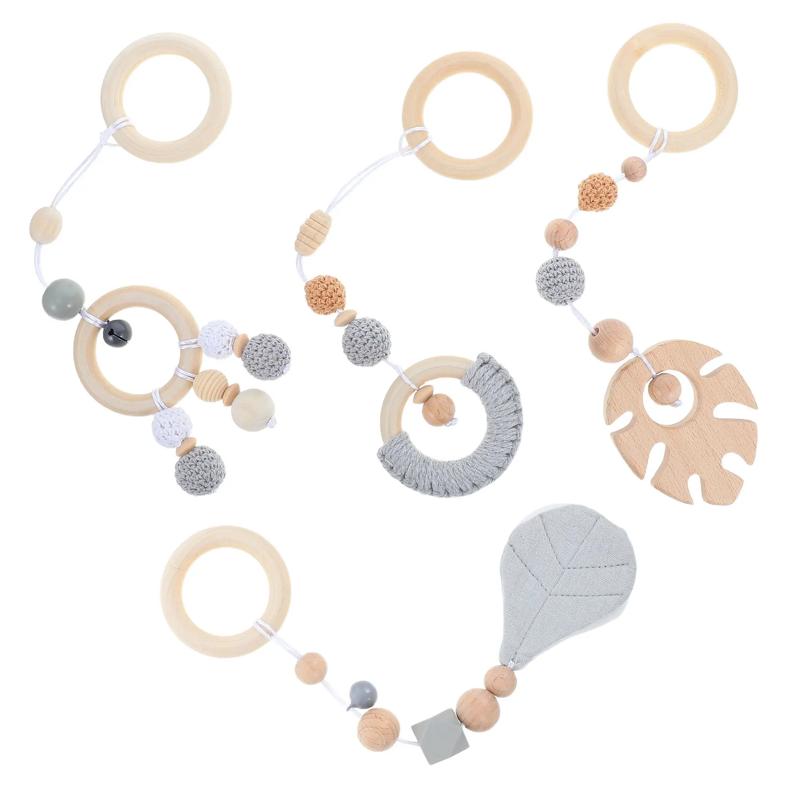 مجموعة معلقة لسرير الأطفال الخشبي لحديثي الولادة والأطفال الصغار وعربة الأطفال بمقعد السيارة وقلادة سرير خشبية حسية #1