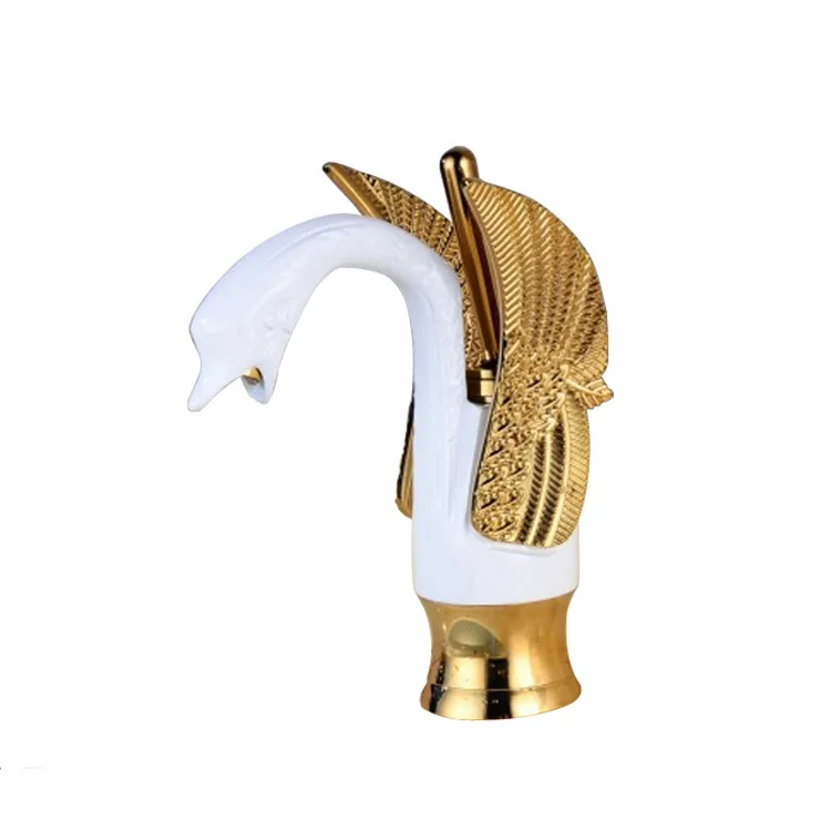 Platinum swan basin cold and hot faucet, brass single hole platform basin mixed water faucet accessories