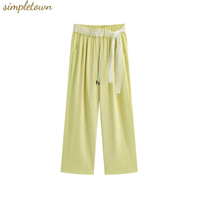 

Spring and summer new loose fit slim pants straight leg ice silk wide leg pants trendy