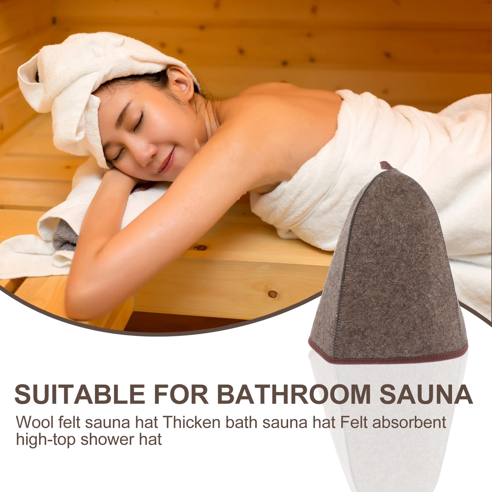 

Thickened Sauna Hat Premium Wool Felt Bathing Hat Lightweight Breathable Heat Protection Comfortable For Men Women With Hanging