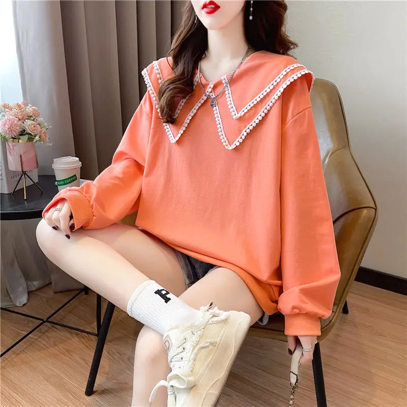 Spring Autumn New Thin Loose Lazy Style Hoodies Sweatshirts Long Sleeve Solid Korean Fashion Tops Casual Trend Women Clothing