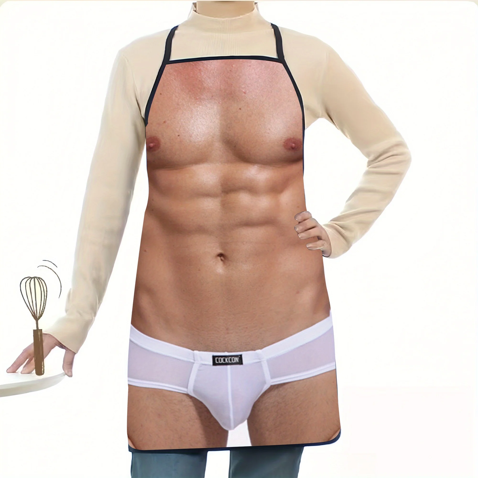 

Sexy Male Torso Apron Waterproof Polyester Costume Kitchen Gift for Women