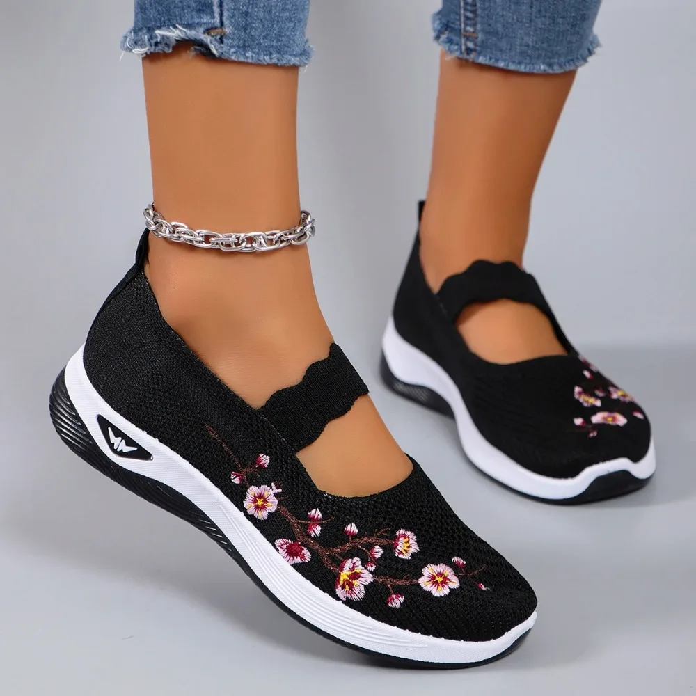 

2025 Women's Spring Breathable Mesh Flat Shoes Casual Sport Mom Shoes Comfortable Slip-On Shoes zapatillas de mujer