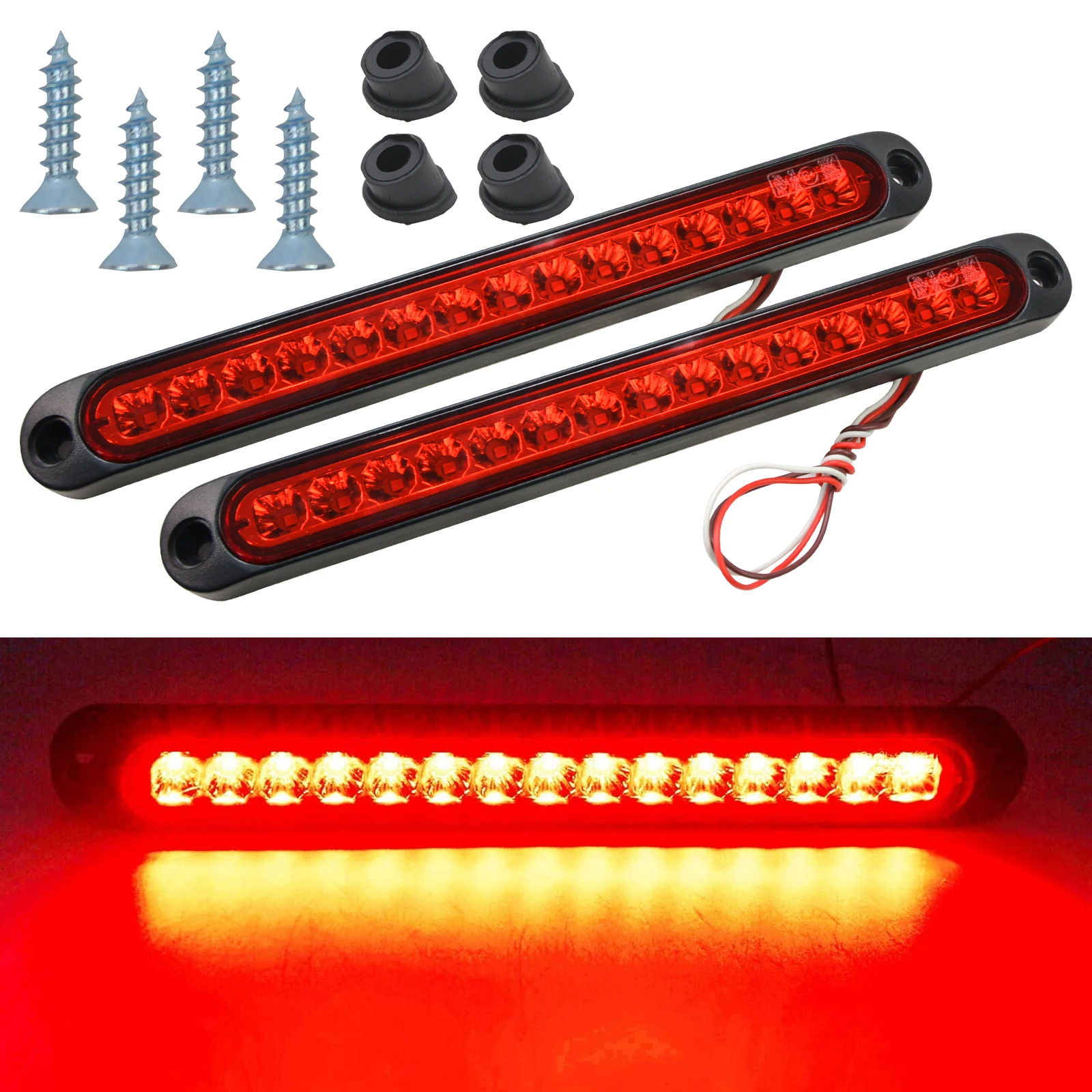15 LED Trailer Brake Tail Light LED Strip Stop Turn Tail Light Waterproof Assembly Brake For Marine Golf Cart Off-Road Truck RV