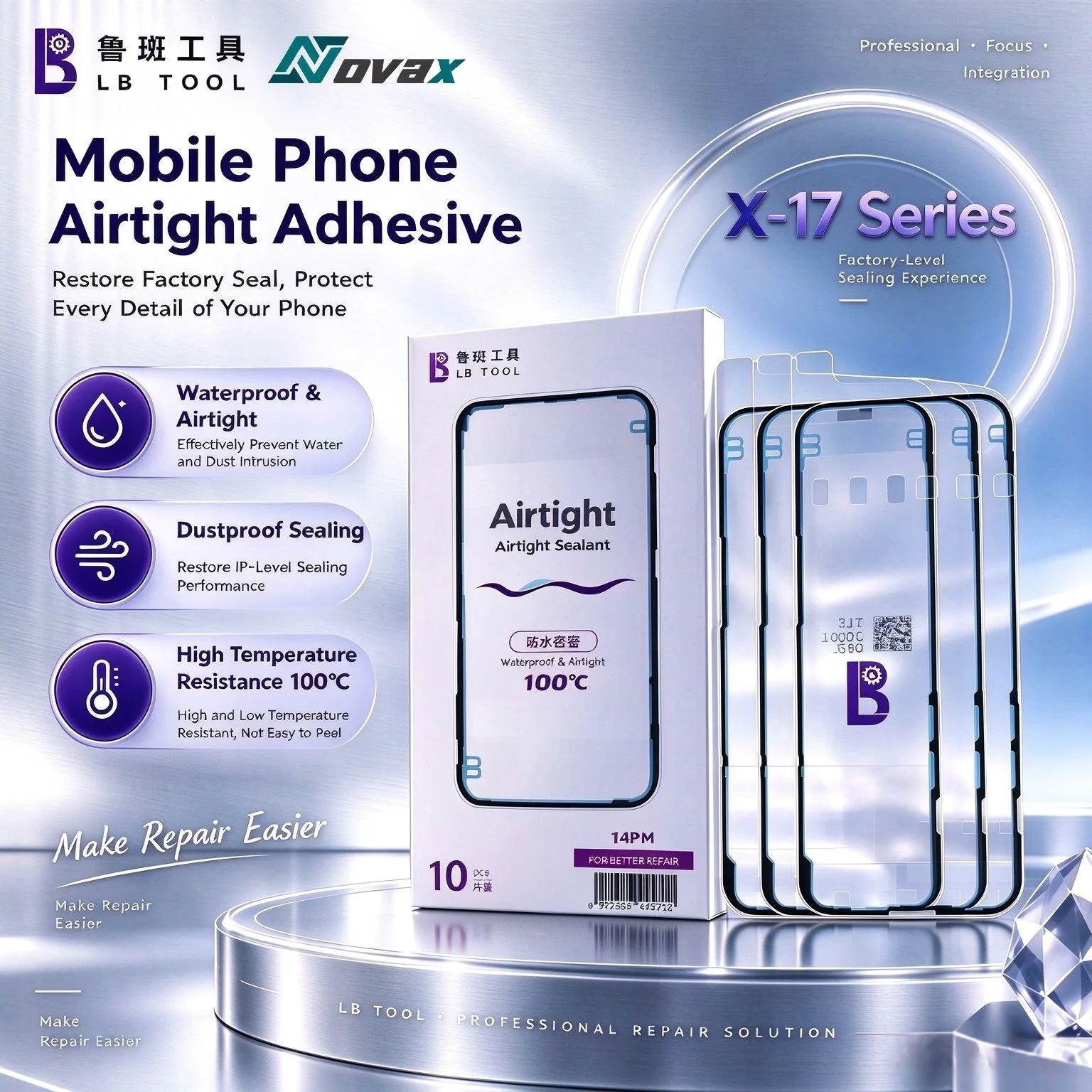 LB Tool Repair Phone Airtight Adhesive ， for iPhone XR 11 12 13 14 15 16PM 17 Waterproof Adhesive Original Sealing Adhesive