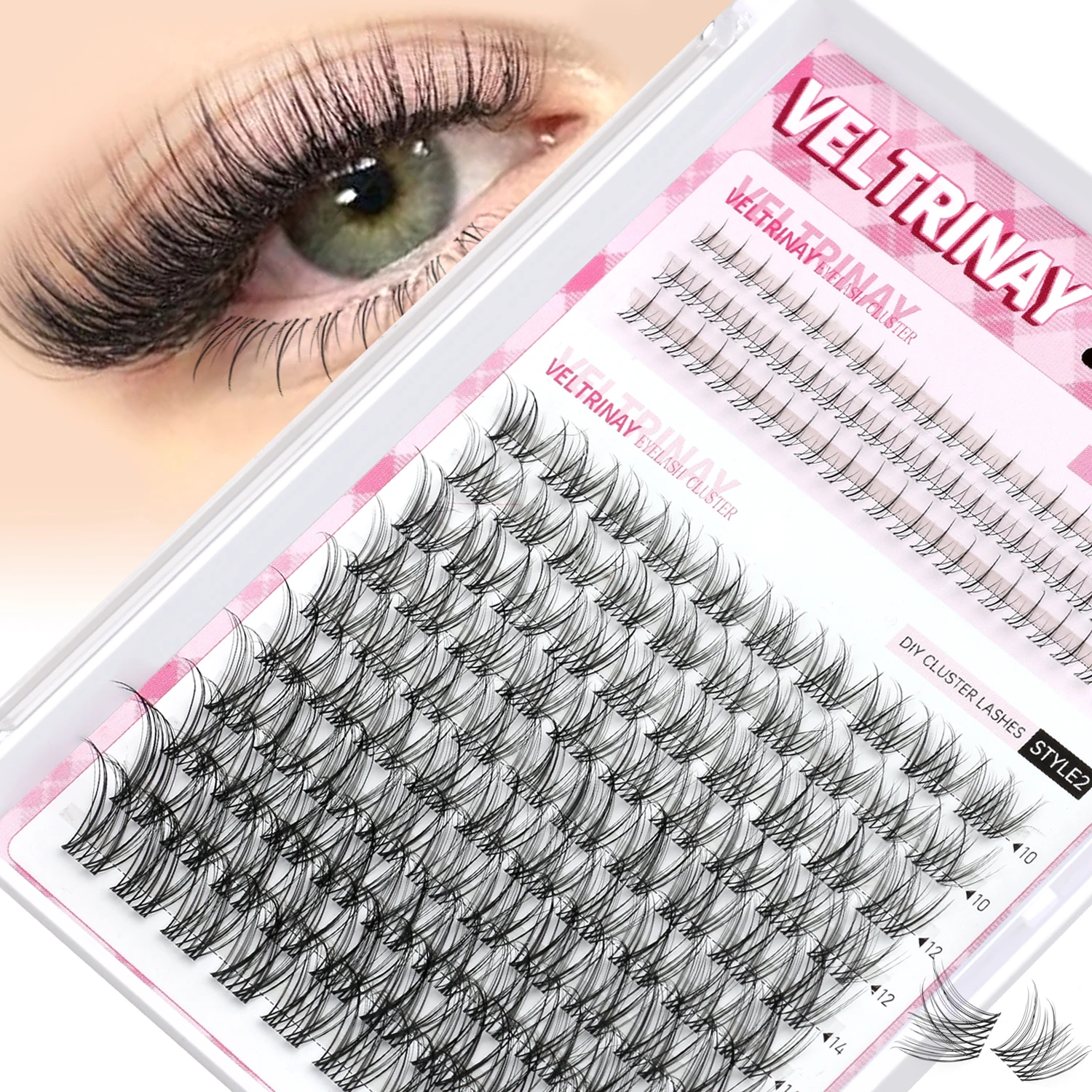 Veltrinay Lash Clusters Invisible Band Eyelash Clusters Upper & Bottom Eyelashes Eye Lashes Natural Look DIY Eyelahes Makeup