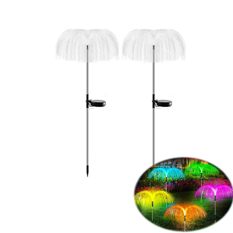 2Pcs Solar Jellyfish Lights RGB Changing Waterproof Outdoor Garden Lights Courtyard Pathway Landscape Decor Home Decoration