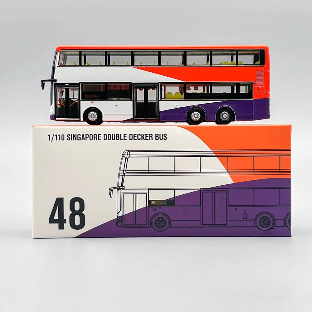 1/110 Singapore Double-decker Bus Model Alloy 80 Route Bus Model Collection Gift