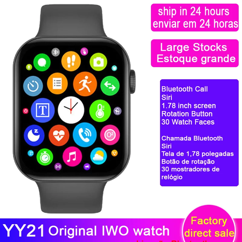 YY21 IWO Smartwatch 1.78\'\' Bluetooth Call Waterproof Heart Rate Blood Pressure Fitness Tracker sports Smart Watch Women Men