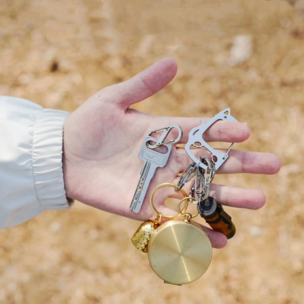 Camping Mountaineering Buckle with Four Hanging Hooks Carabiner Clip Accessories Outdoor Cat Shaped Stainless Steel Keychain