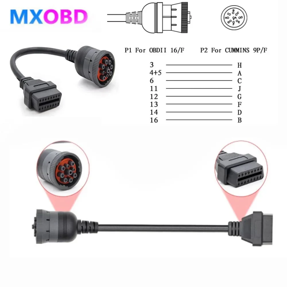 

Deutsch J1939 9pin to 16pin Truck Cable 9 PIN to OBDII/OBD2 16PIN Female J1939 OBD 2 Car Diagnostic Cables and Connectors