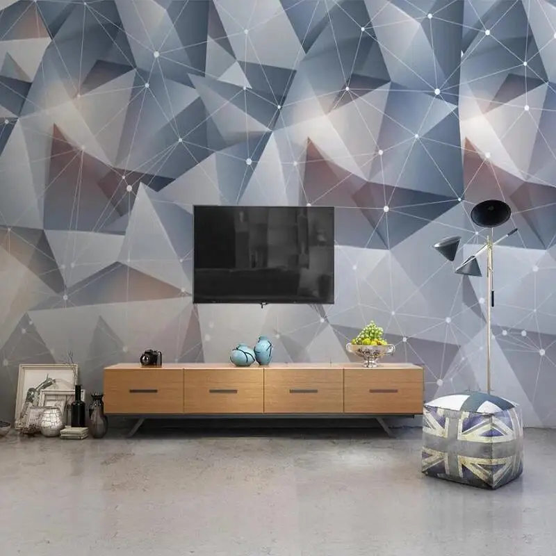 3D Custom Mural Wallpaper Modern Abstract Geometric Triangle Line Art Minimalist Wall Papers for Living Room Bedroom Home Decor