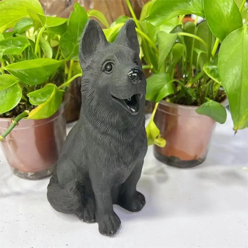 

Natural Black Obsidian Sheepdog Animal Carving Landscaping Healing Christmas Home Decoration Gift 1pcs