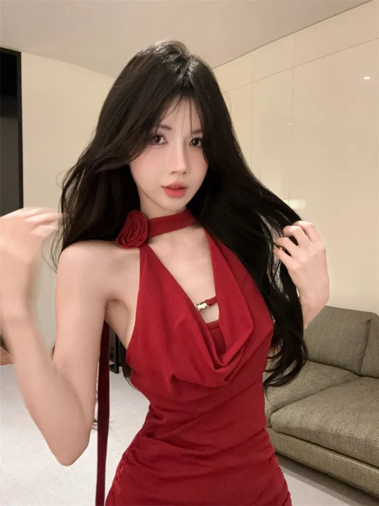 

Sexy High Waist Floral Print Pleated Short Dress Korean Style Commute Suitable for Ages 18-24 Summer Season Online Exclusive