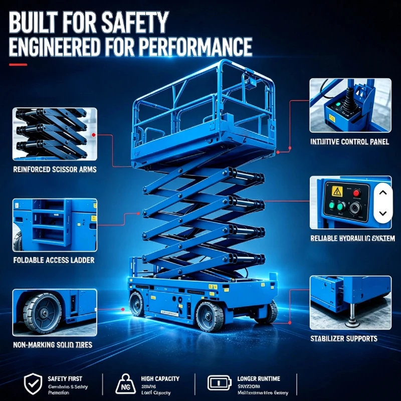 Mobile Electric Aerial Work Scissor Lift CE Customized Platform Size Lifting Equipment For Logistics Workshop Operation