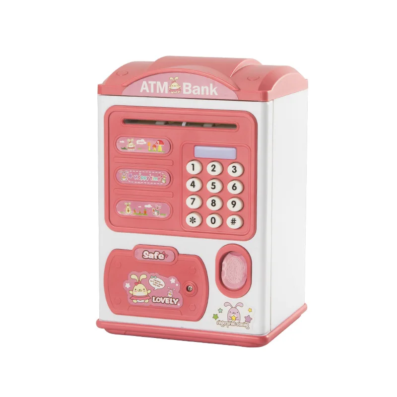 Children\'s Creative Cartoon Fingerprint Money Bank Lights Music ATM Password Box Automatic Coin Roll Gift Toys