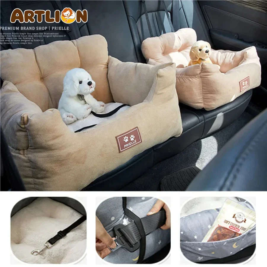 ARTLION Car Seat with Seat Belt for Dogs, All-Season Pet Mat, Machine Washable, Sofa Bed Travel Mat for Dogs and Cats