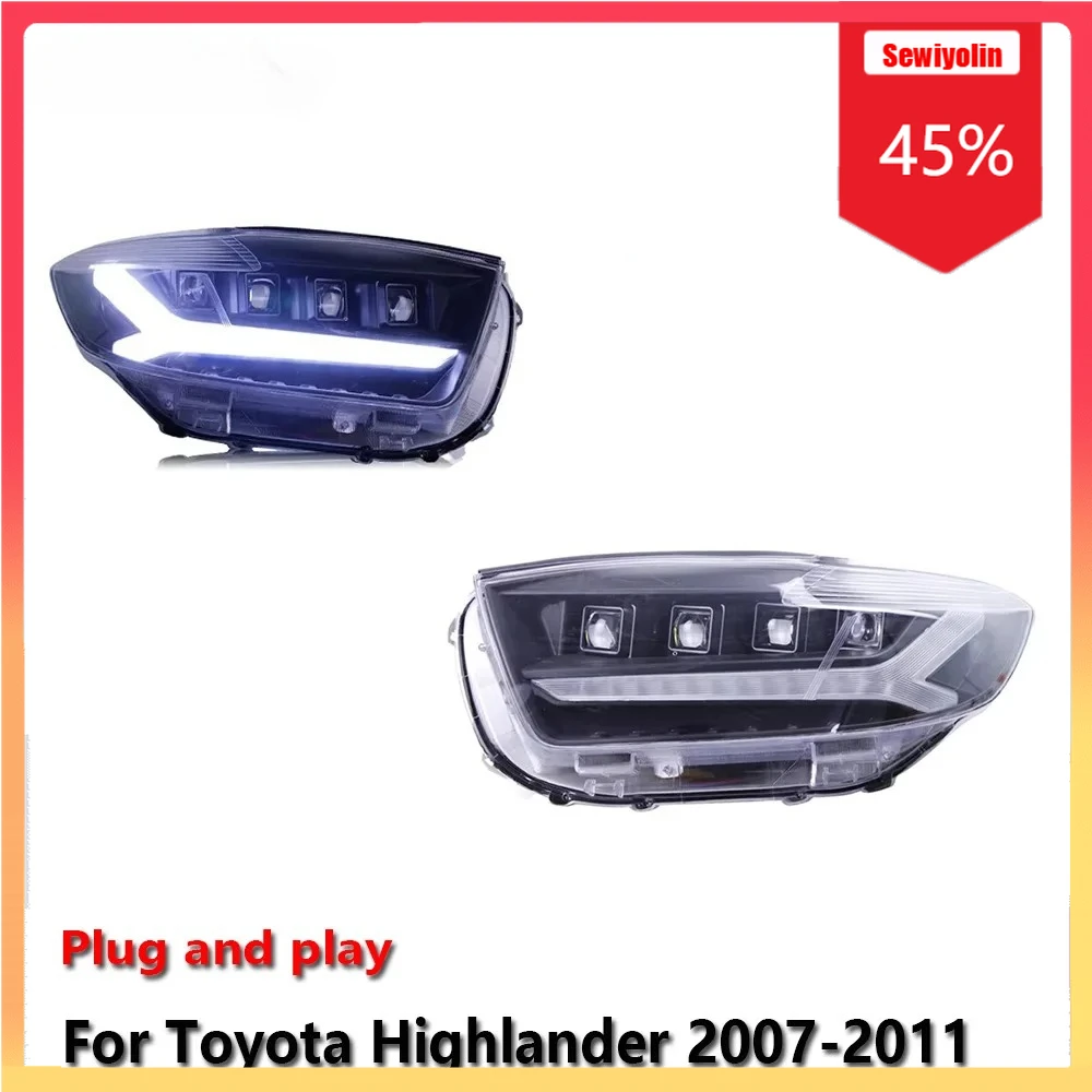 

Car LED Headlight Automobile Parts For Toyota Highlander 2007-2011 Fog DRL Brake Turn Signal Lamp Plug and Play