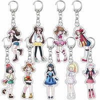 Pokemon Key Chain May Dawn Lyra Hilda Rosa Serena Gloria Lillie Anime Cartoon Acrylic Keychain Pendant Decoration Gift