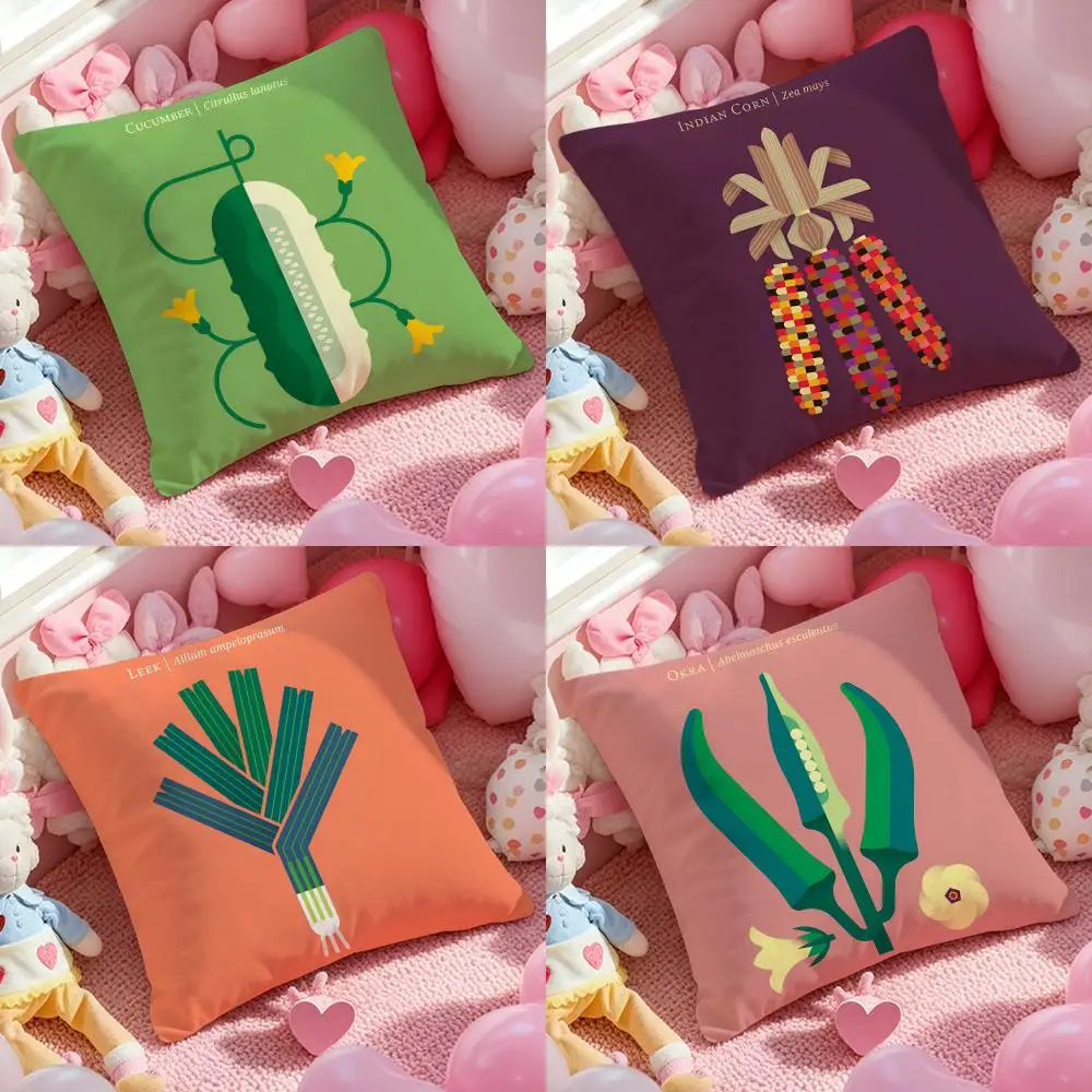Simple Vegetable Cushion Cover Plush Fabric Soft Double Sided Print Home Sofa High Quality Cushion