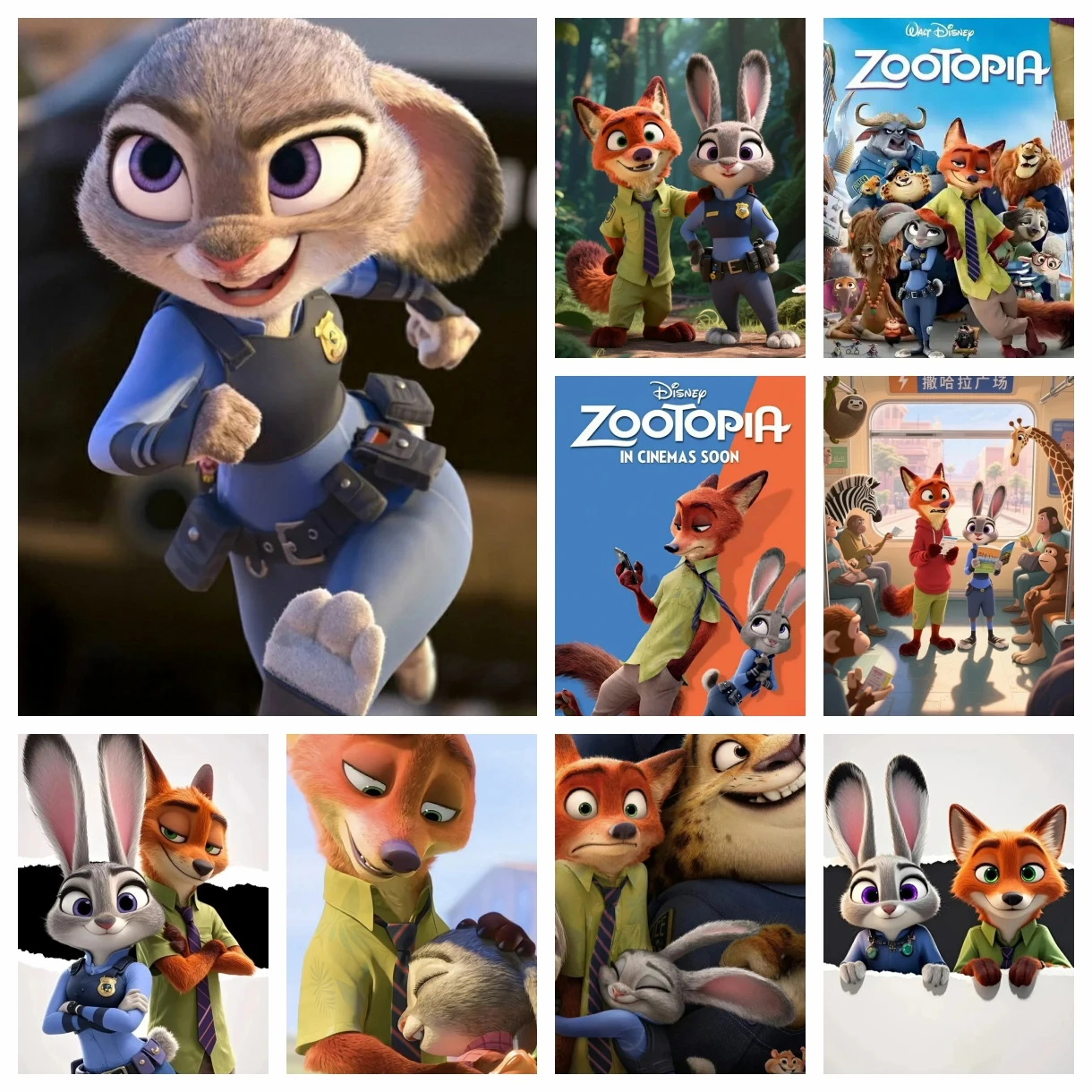 Zootopia zorro conejo Judy Nick pintura de diamante bordado dibujos animados de Disney artesanía hecha a mano mosaico de diamantes de imitación DIY le gusta decoración del hogar