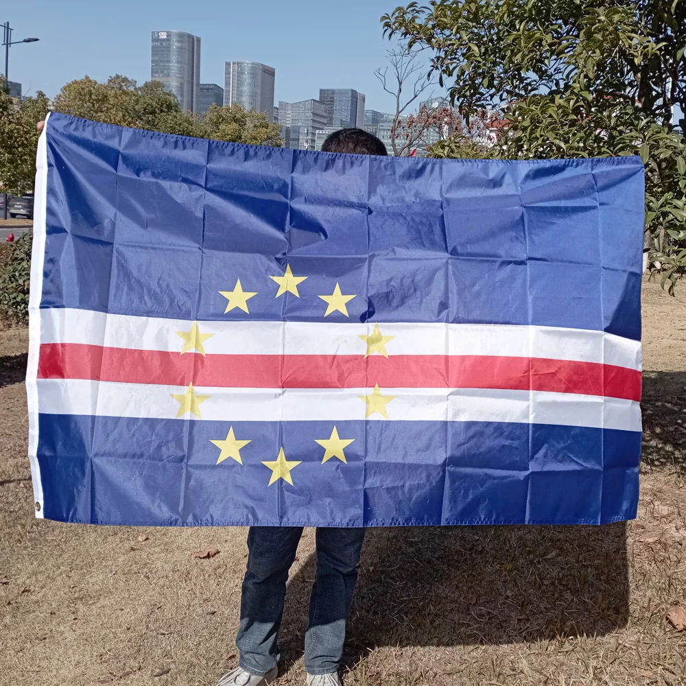 Aerlxembrae 90x150cm Cape Verde National Flag Hanging Polyester Cape Verde Flag Indoor Outdoor Advertising Home Decoration