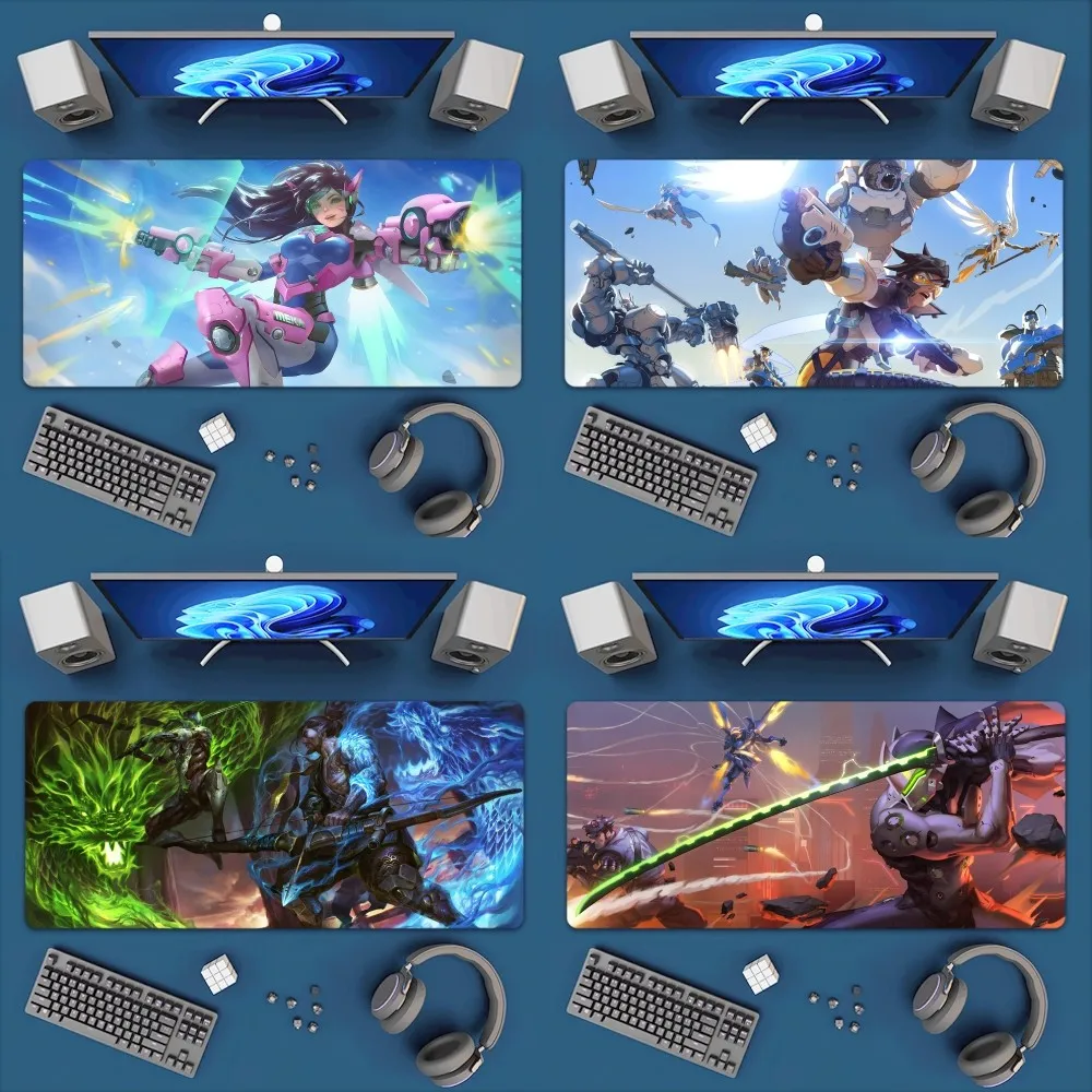 Game O-Overwatch DVA Genji Mousepad Office Large Mouse Mat Keyboard Mats Rubber PC Computer Game Big Anti-slip Mice Mat