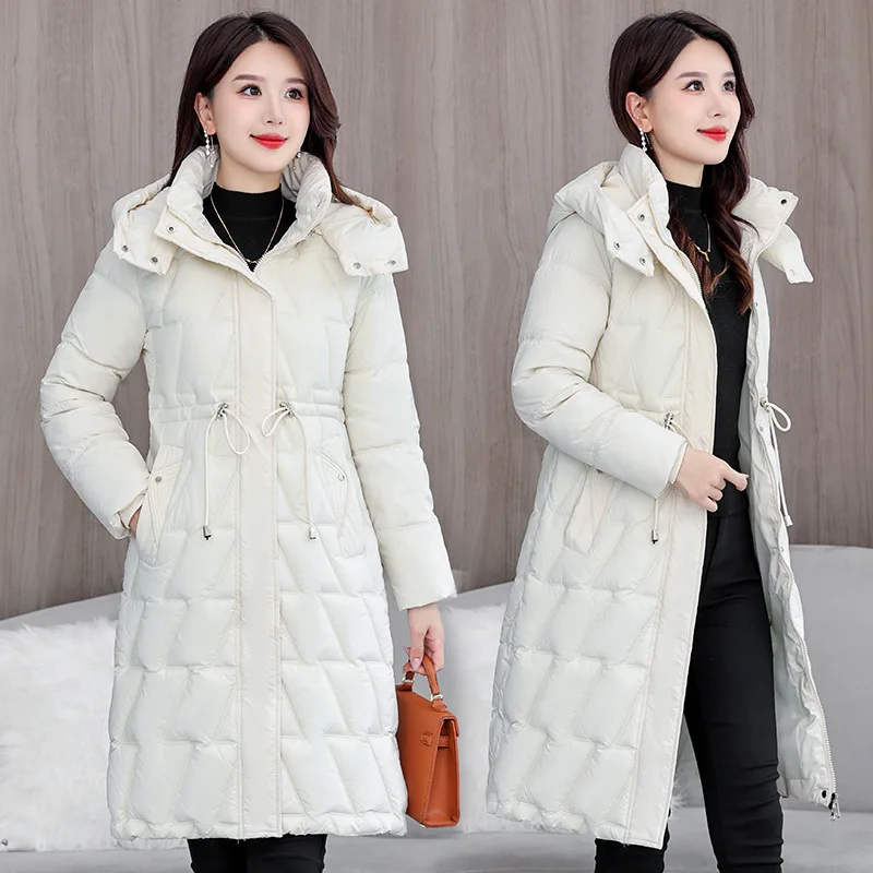 Women Down Cotton Jacket 2025 Mid Long Warm Ladies Outerwear Slim High-End Loose Winter Parkas Women Coat Female Cotton Clothes