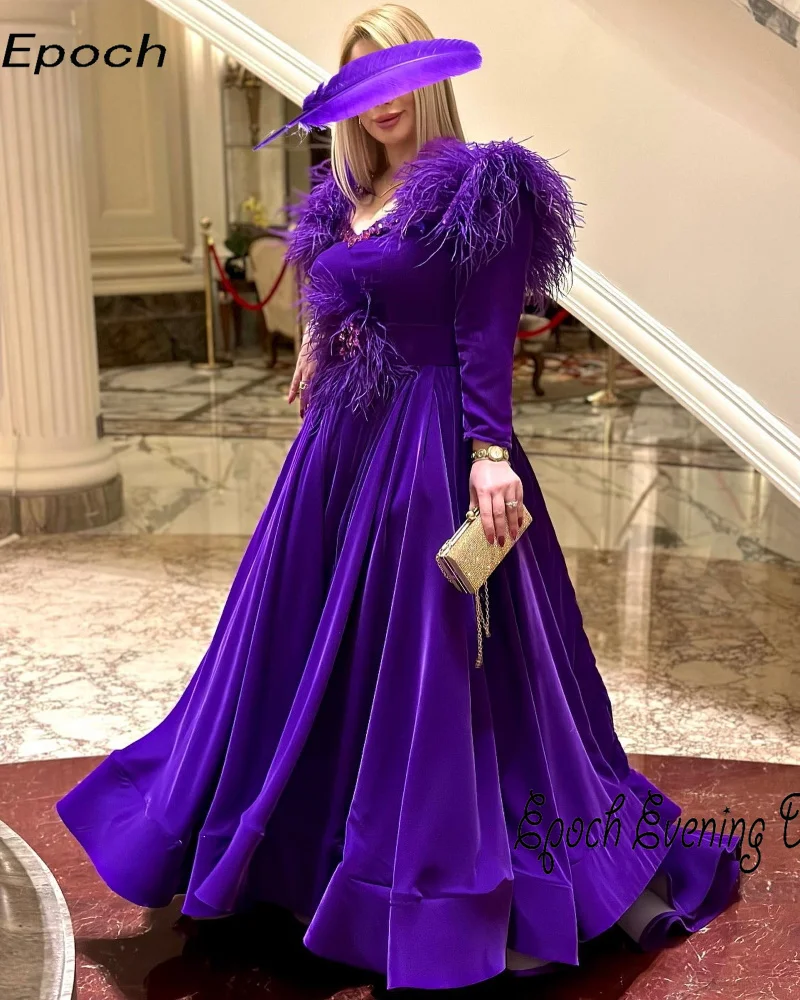 Epoch Plus Size Evening Dress فساتين مناسبة حسب الطلب A-Line Elegant Feathers Crystal Cocktail Prom Gown For Sexy Women 2024